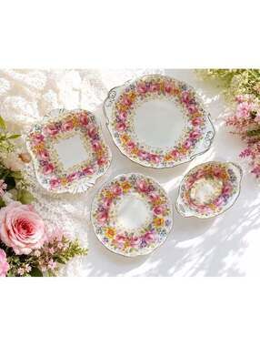 🌹 Royal Albert “Serena” Bone China Serving Pieces – 4 Piece Set 🌹